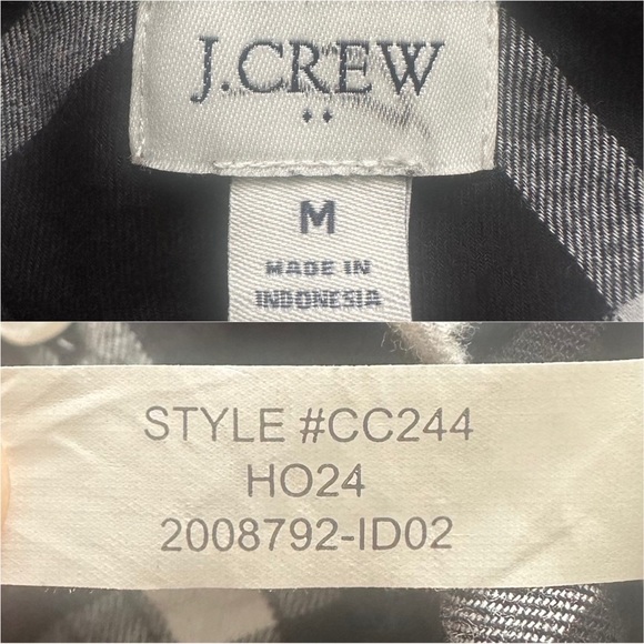 J. Crew Factory Top Flannel Shirt Button Down Long Sleeve Cotton Black White M - Picture 9 of 13